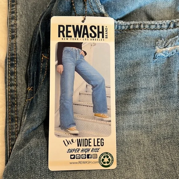 NWT Rewash Super High Rise Vintage Reunion Wide Leg Jeans - Picture 8 of 12